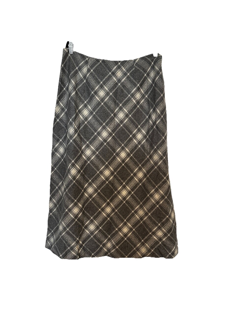 Kate Hill Woman Size 16W Petites Pencil Skirt Grey White Plaid Wool Blend Lined